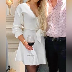 Hello Molly White Sweater Wrap Dress (Size M)